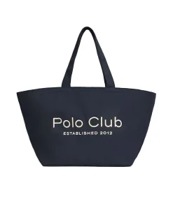DAMES Polo Club Marineblauwe shopper bag Sloane met -opdruk Established 2012