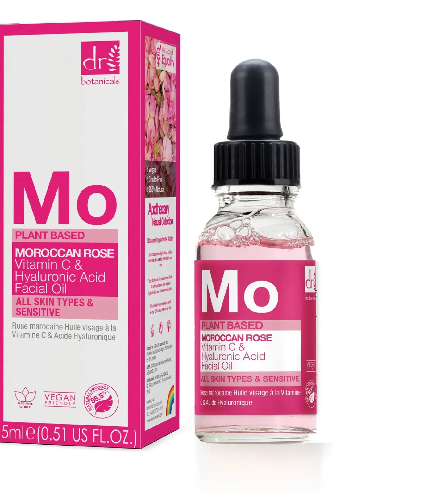 Dr Botanicals Marokkaanse Rozen Gezichtsolie met Hyaluronzuur & Vitamine C 15ml+30ml