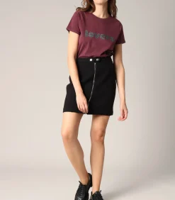 DAMES Deeluxe MARVA - Gestructureerde gebreide minirok met ritssluiting, elegante rechte snit