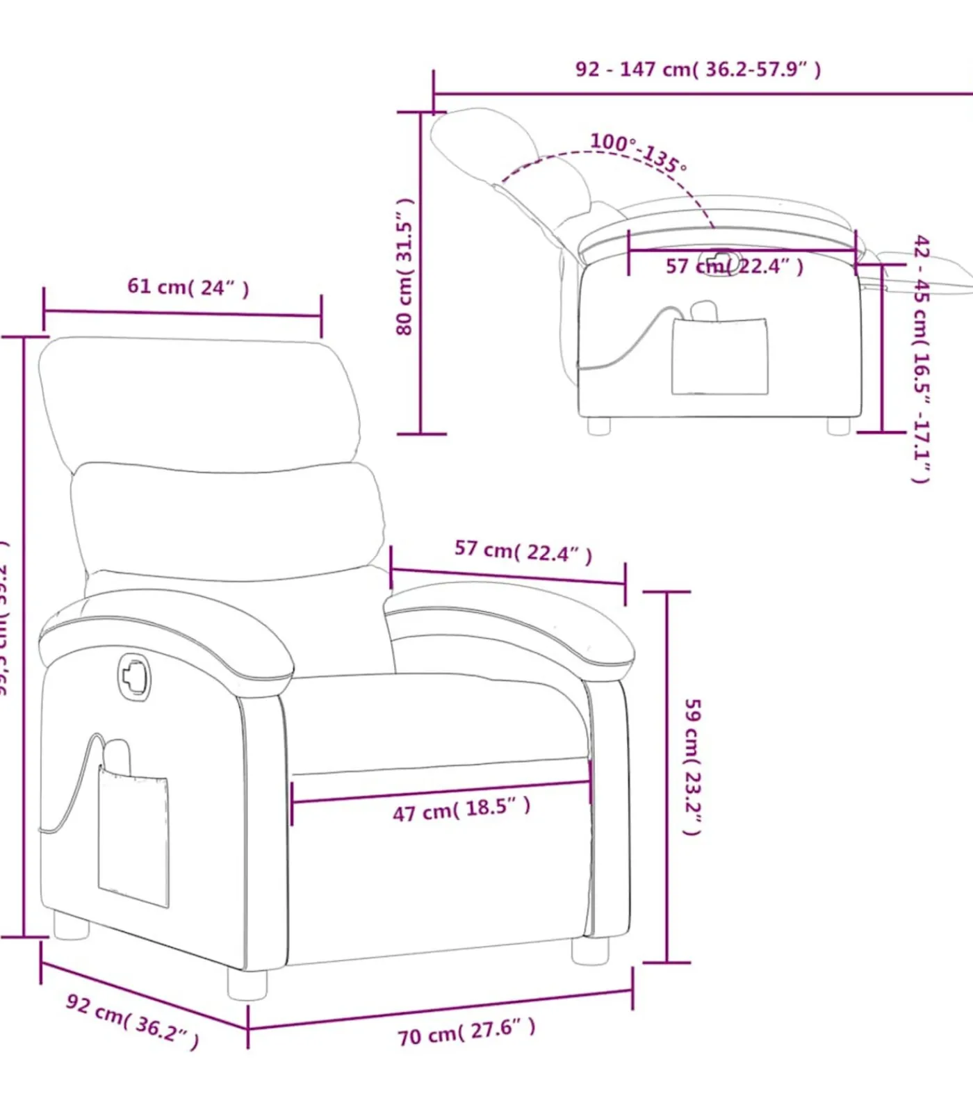 Hot Massagestoel verstelbaar stof donkergroen Zetels
