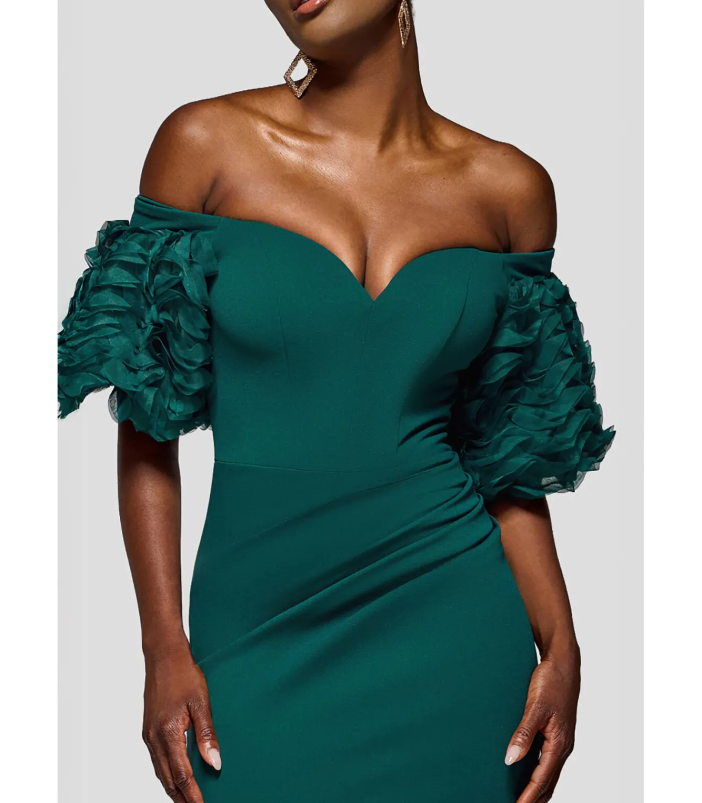 Outlet Maxi-jurk “Off The Shoulder 3D Puffed Sleeve Sweetheart Maxi Dress” DAMES Jurken