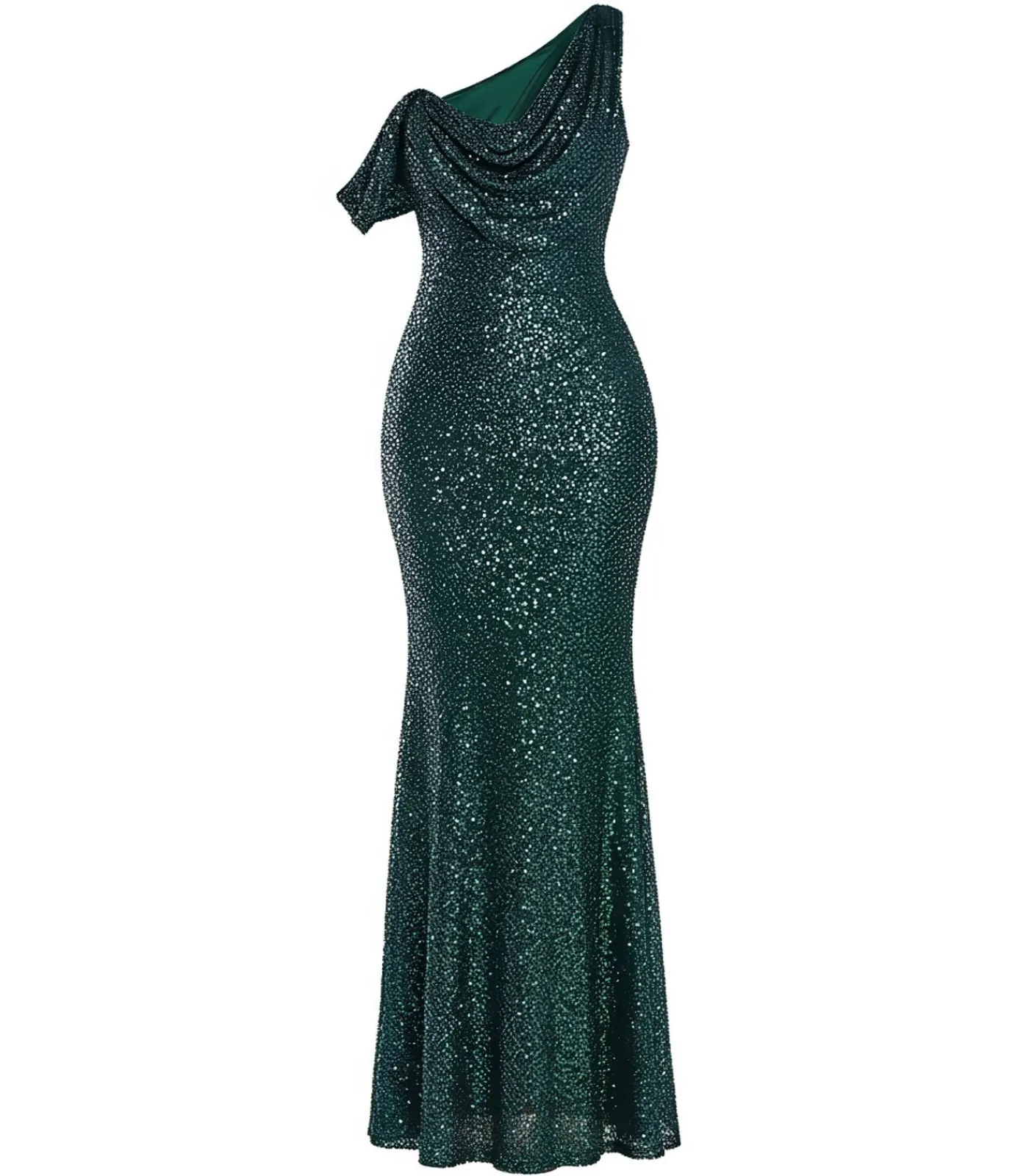 DAMES Goddiva Maxi-jurk “Sequin Cowl One Shoulder Maxi Dress”
