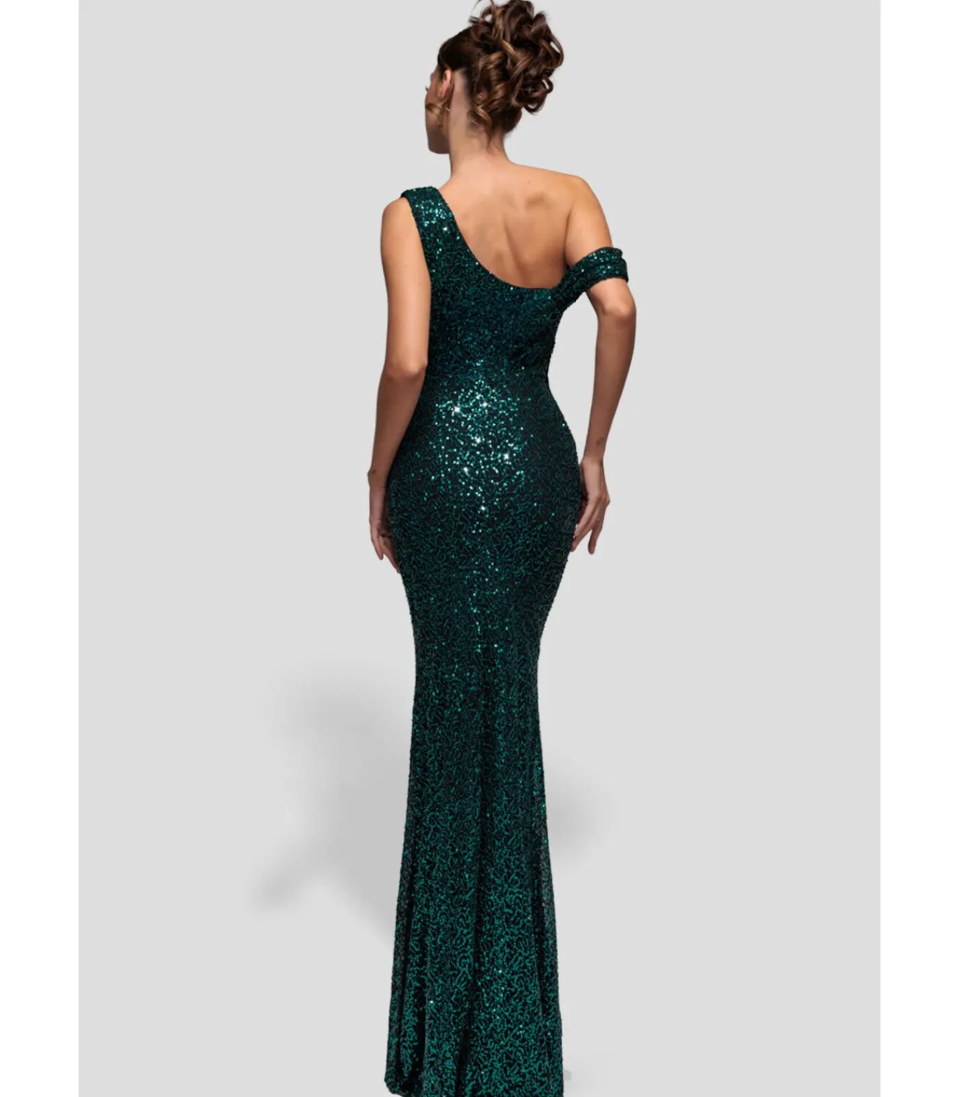 DAMES Goddiva Maxi-jurk “Sequin Cowl One Shoulder Maxi Dress”