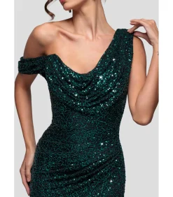 DAMES Goddiva Maxi-jurk “Sequin Cowl One Shoulder Maxi Dress”