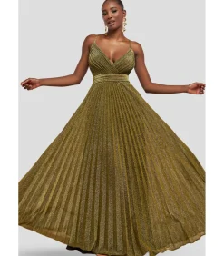 DAMES Goddiva Maxi-jurk “Sleeveless Pleated A Line Lurex Maxi Dress”