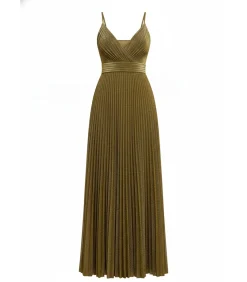 DAMES Goddiva Maxi-jurk “Sleeveless Pleated A Line Lurex Maxi Dress”