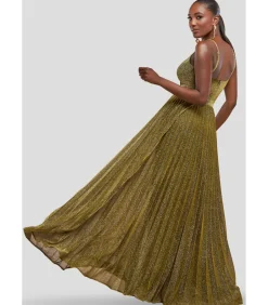 DAMES Goddiva Maxi-jurk “Sleeveless Pleated A Line Lurex Maxi Dress”