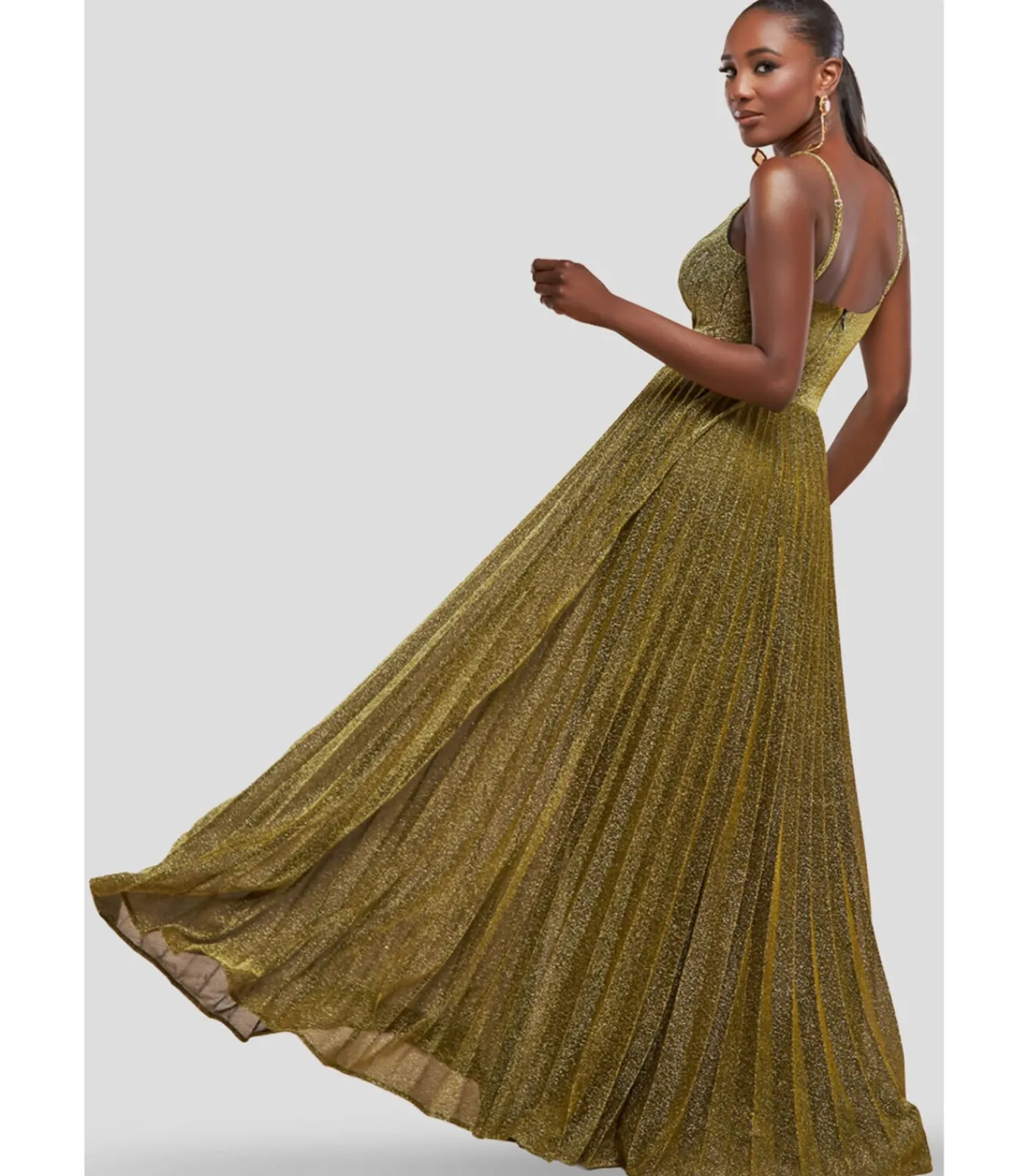 DAMES Goddiva Maxi-jurk “Sleeveless Pleated A Line Lurex Maxi Dress”