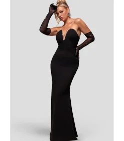 DAMES Goddiva Maxi-jurk “Strapless Super Plunge Diamante Neck Maxi Dress”