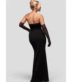 DAMES Goddiva Maxi-jurk “Strapless Super Plunge Diamante Neck Maxi Dress”