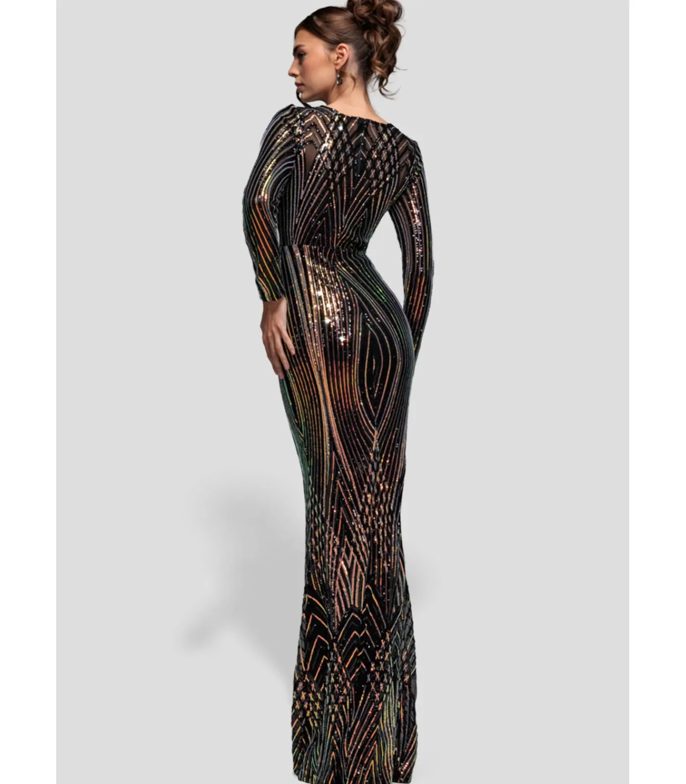 DAMES Goddiva Maxi-jurk “Two Toned V Neck Sequin Maxi”