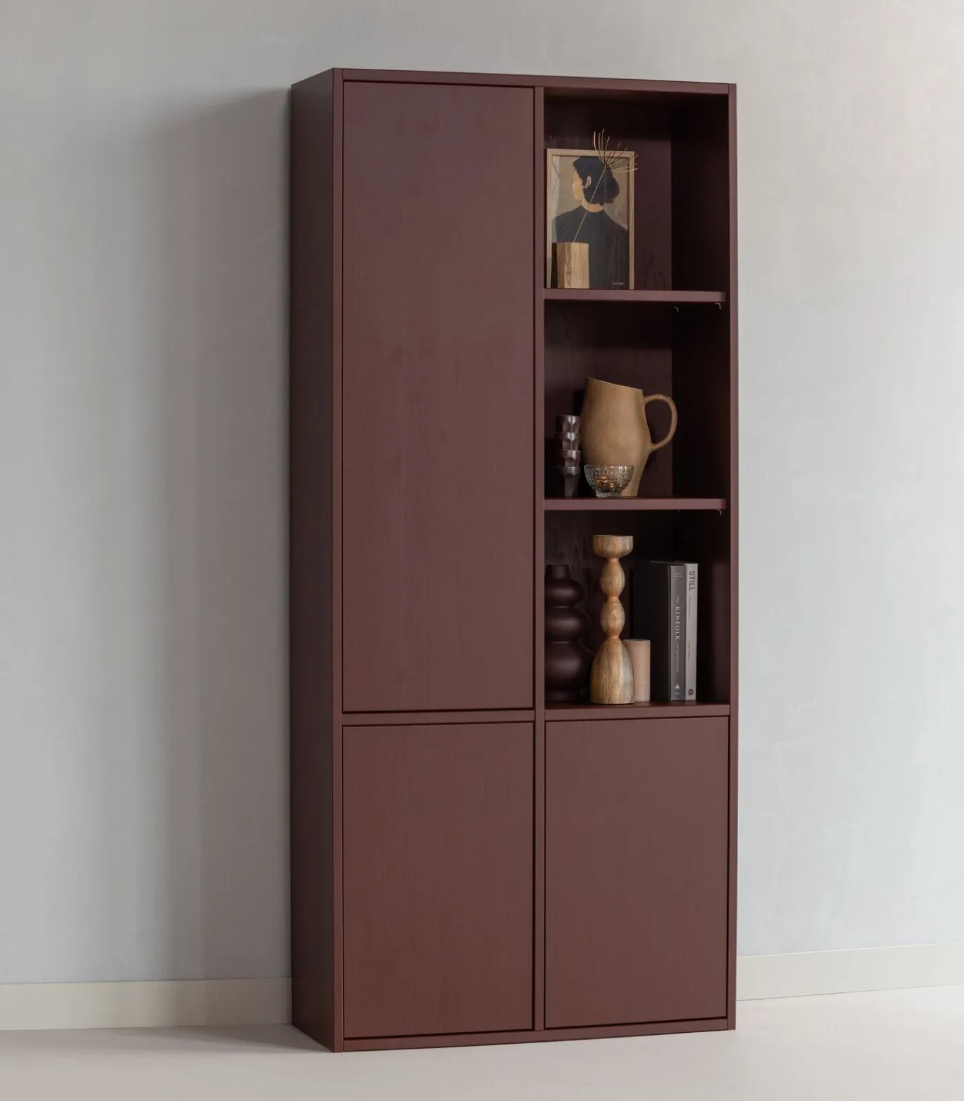 WOOOD Merel opbergkast - Grenen - Bordeauxrood - 100x200x44