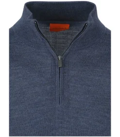 Online Merino Half Zip Trui Denim Blauw Heren Truien & Cardigans