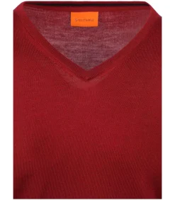 Heren Suitable Merino Pullover V-Hals Donkerrood