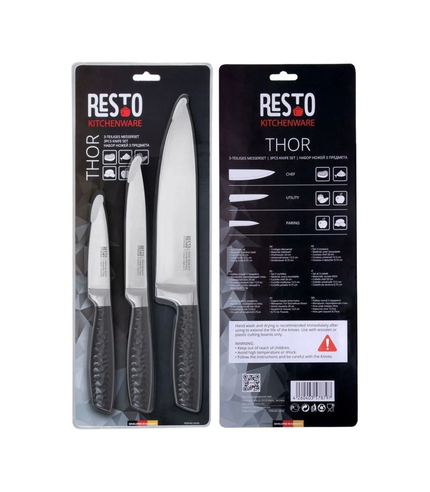 Clearance Messenset Thor RVS - 3-Delig Keukenmessen