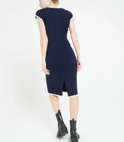 DAMES Studio Cashmere8 MIA 2 midi-jurk met V-hals - 100% kasjmier