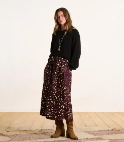 DAMES La Fée Maraboutée Midi rok met knopen in met print