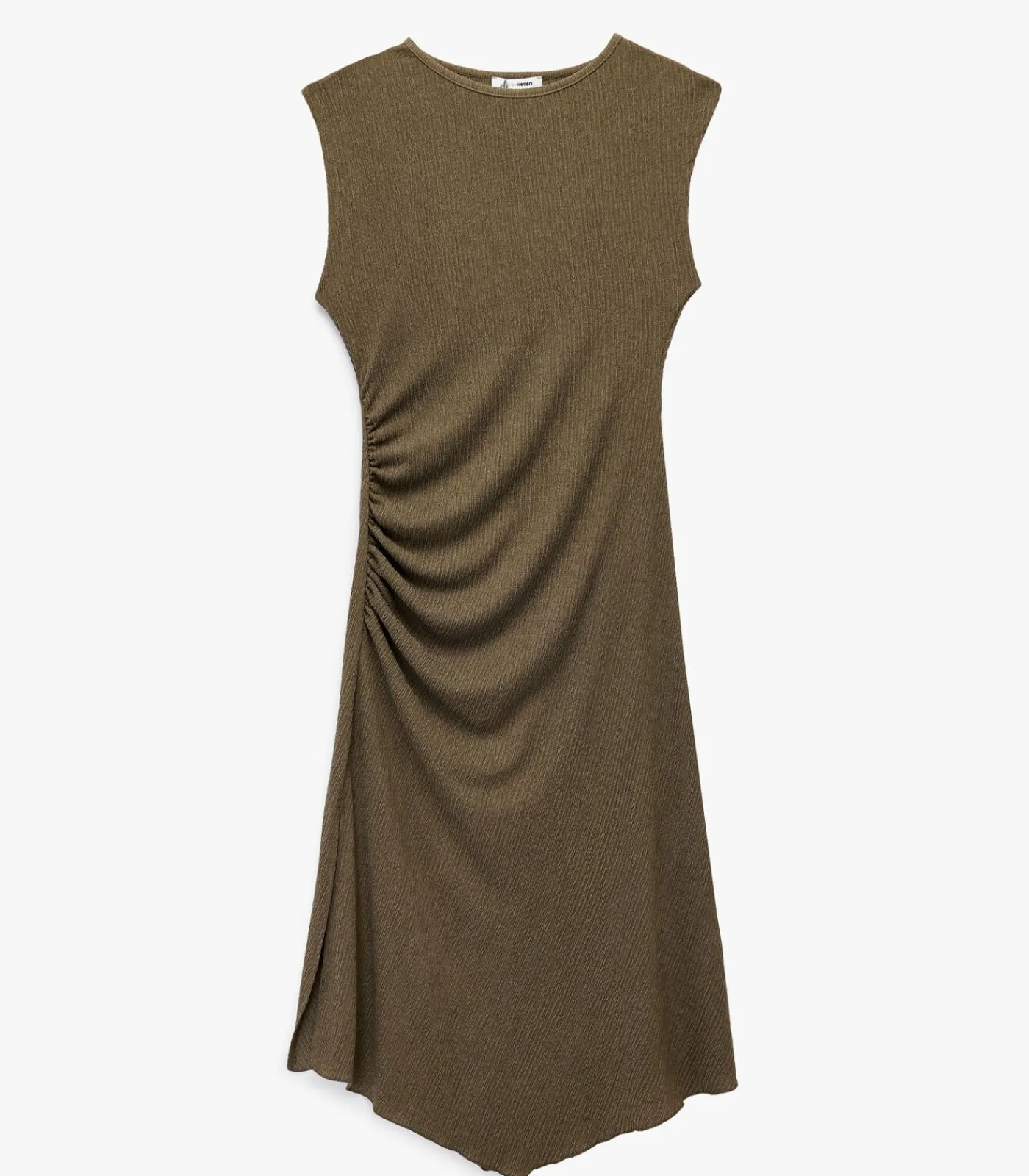 DAMES Koton Midi-jurk Asymmetrisch Mouwloos Plissé Groen