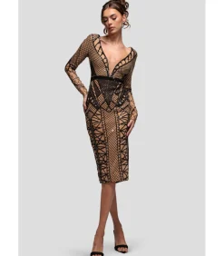 Hot Midi-jurk “Geometric Sequin Plunge Midi” DAMES Jurken