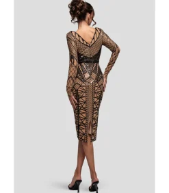 Hot Midi-jurk “Geometric Sequin Plunge Midi” DAMES Jurken