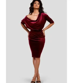 Best Midi-jurk “Glitter Velvet Cowl Neck Sheath Midi Dress” DAMES Jurken