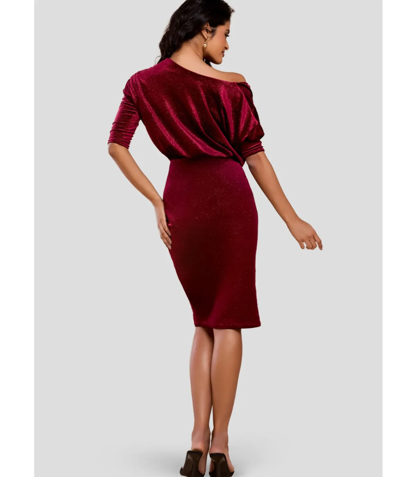 Best Midi-jurk “Glitter Velvet Cowl Neck Sheath Midi Dress” DAMES Jurken