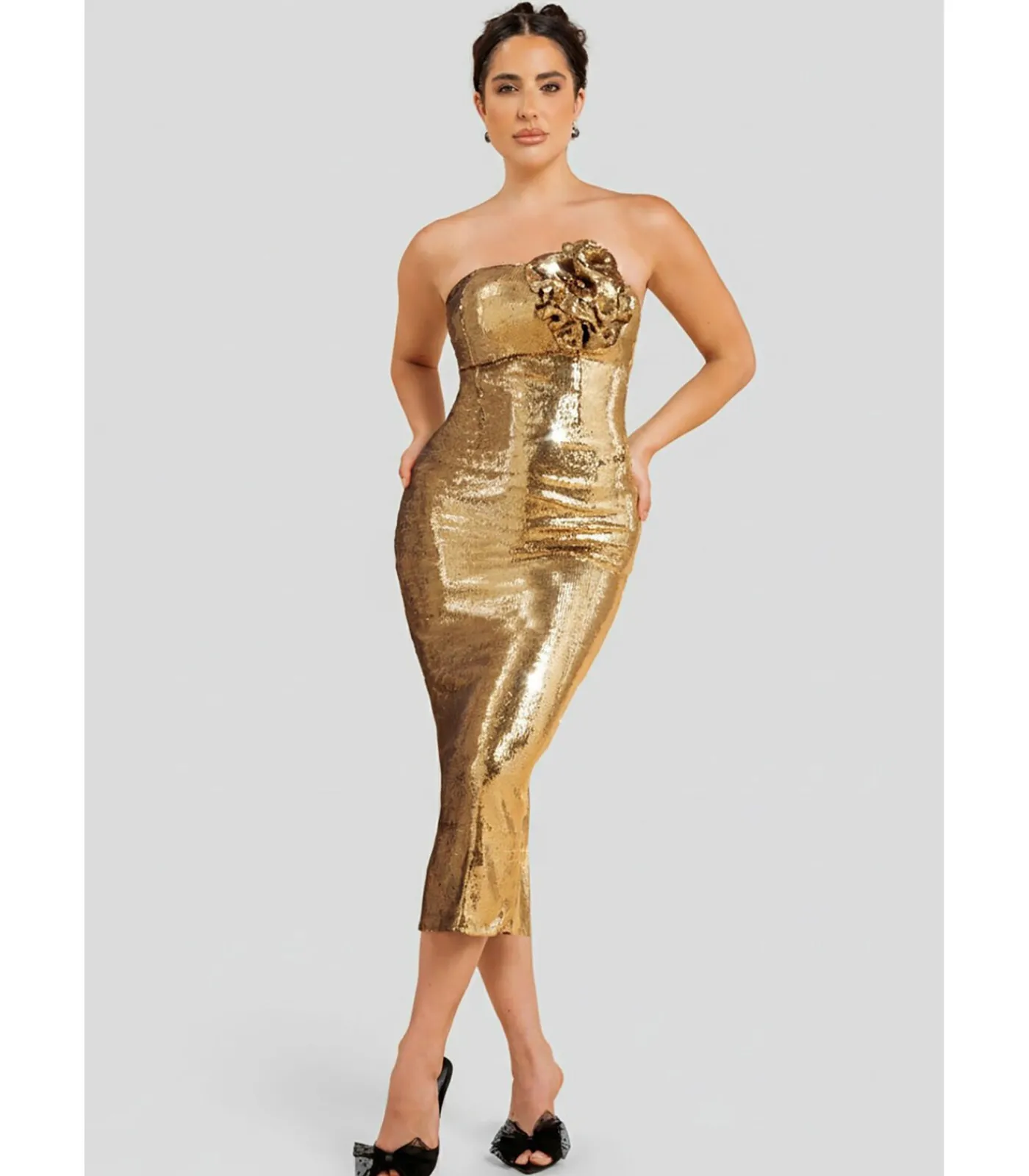 Hot Midi-jurk “Liquid Sequin Boobtube Midaxi With Corsage” DAMES Jurken