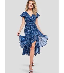 Clearance Midi-jurk “Printed Wrap High And Low Midaxi Dress” DAMES Jurken