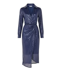 Sale Midi-jurk “Sequin Front Split Shirt Dress” DAMES Jurken