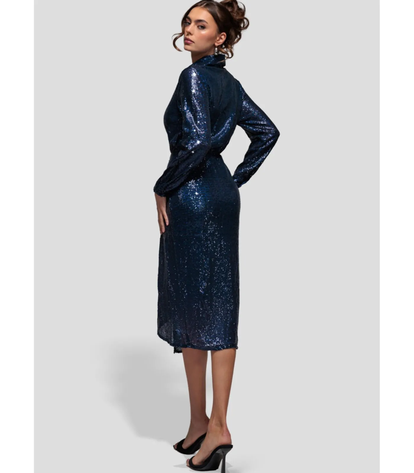 Sale Midi-jurk “Sequin Front Split Shirt Dress” DAMES Jurken