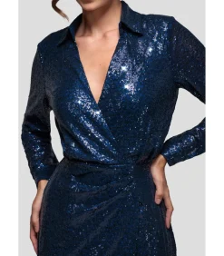 Sale Midi-jurk “Sequin Front Split Shirt Dress” DAMES Jurken