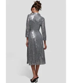 DAMES Goddiva Midi-jurk “Sequin Skater Shirt Dress”
