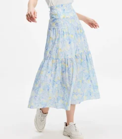 DAMES Smart & Joy Midi-rok met gelaagd paneel en bloemenprint