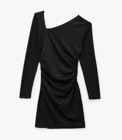 DAMES Koton Mini-jurk Asymmetrische Halslijn Lange Mouwen Strass