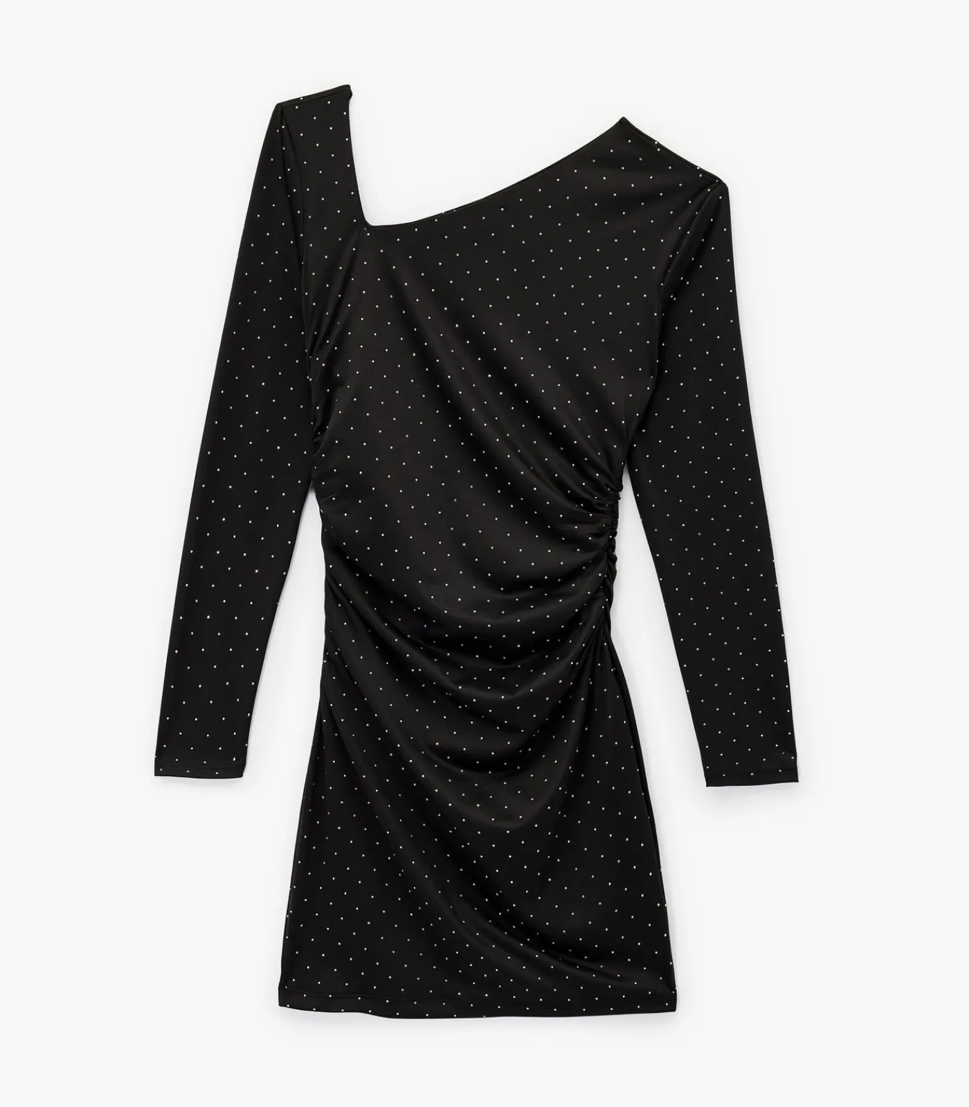 DAMES Koton Mini-jurk Asymmetrische Halslijn Lange Mouwen Strass