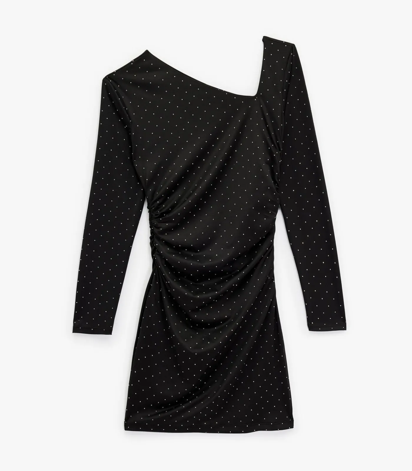 DAMES Koton Mini-jurk Asymmetrische Halslijn Lange Mouwen Strass