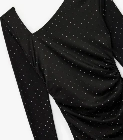 DAMES Koton Mini-jurk Asymmetrische Halslijn Lange Mouwen Strass