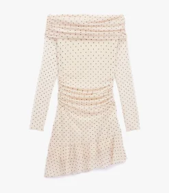 Mini-jurk Met Lange Mouwen Polkadot Off-shoulder DAMES Jurken
