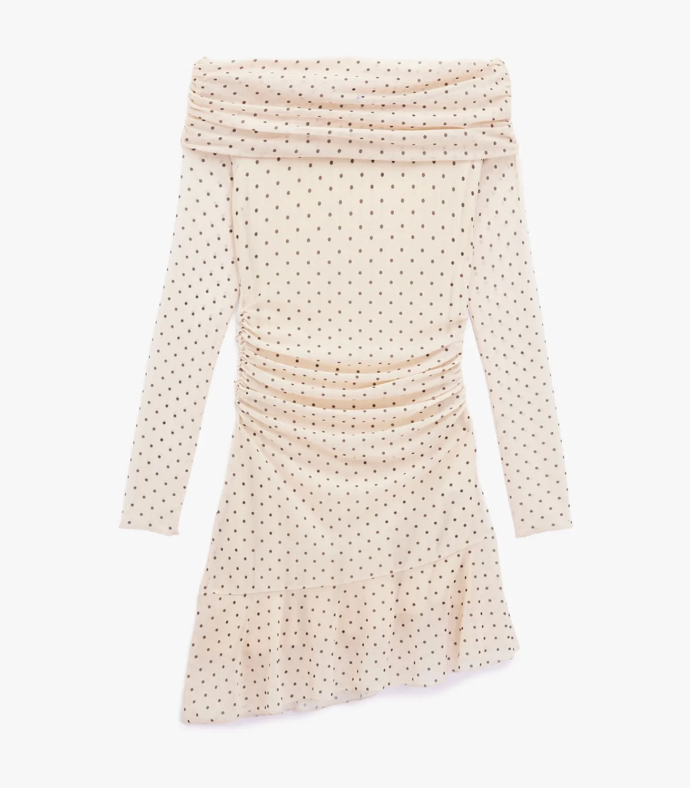 Mini-jurk Met Lange Mouwen Polkadot Off-shoulder DAMES Jurken