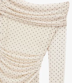 Mini-jurk Met Lange Mouwen Polkadot Off-shoulder DAMES Jurken