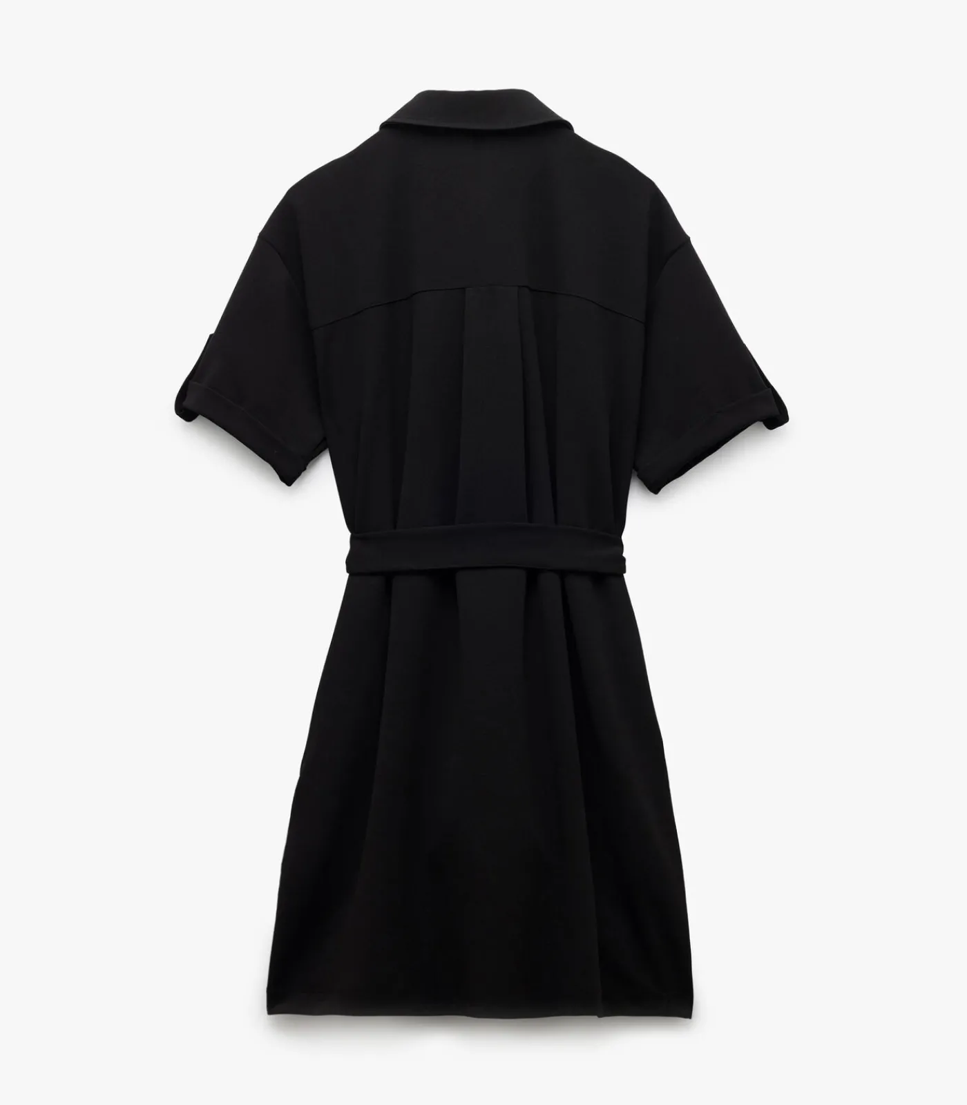 Outlet Mini-jurk Polo Kraag Korte Mouwen Zwarte Knoopsluiting DAMES Jurken