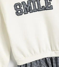 Mini-lengte Met gebruik van twee verschillende stoffen Jurk Kinderen Kleedjes