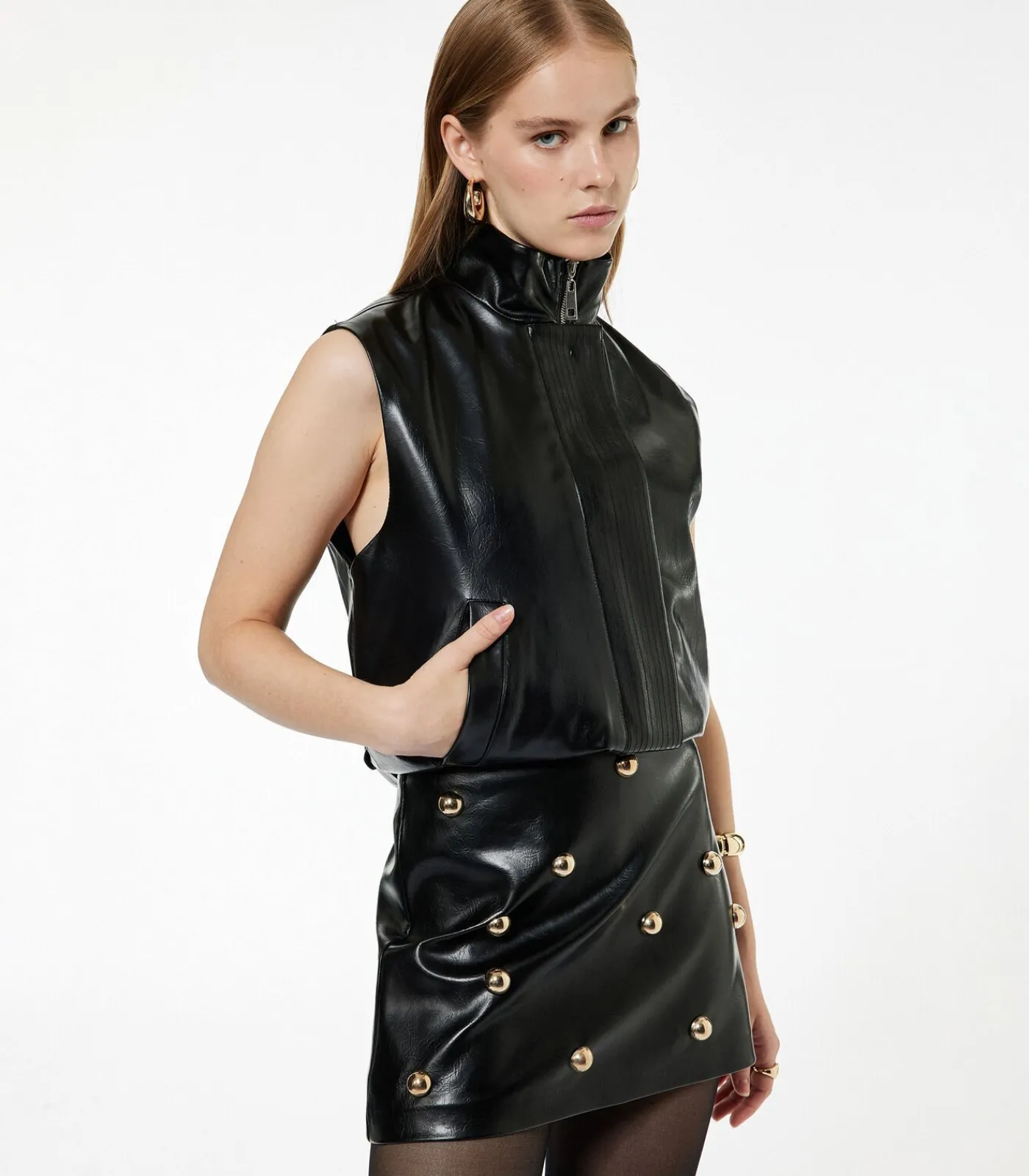 New Mini-rok Kunstleer Studs DAMES Rokken
