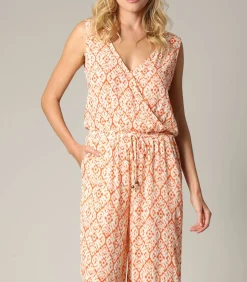 MIRZOU - Mouwloze Boheemse wikkeljumpsuit met etnisch patroon DAMES Jumpsuits