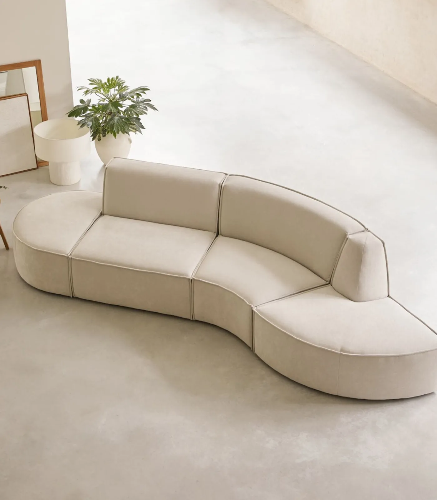 Tikamoon Modulaire Dario 4-zitsbank in beige stof