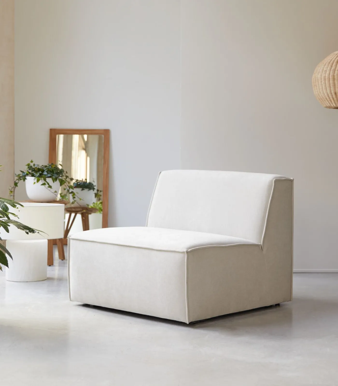 Outlet Modulaire loungestoel Dario in beige stof Zetels