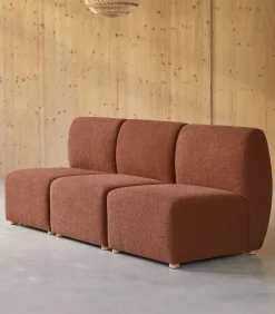 Tikamoon Modulaire 3-zitsbank Swann van massief acacia en terracotta stof