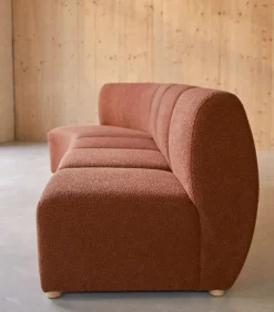Sale Modulaire 4-zitshoekbank Swann van massief acacia en terracotta stof Zetels