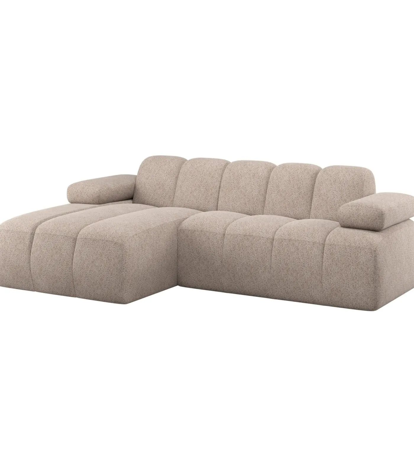 Outlet Mojo Chaise Longue Bank Links - Wollig - Donkerzand Zetels
