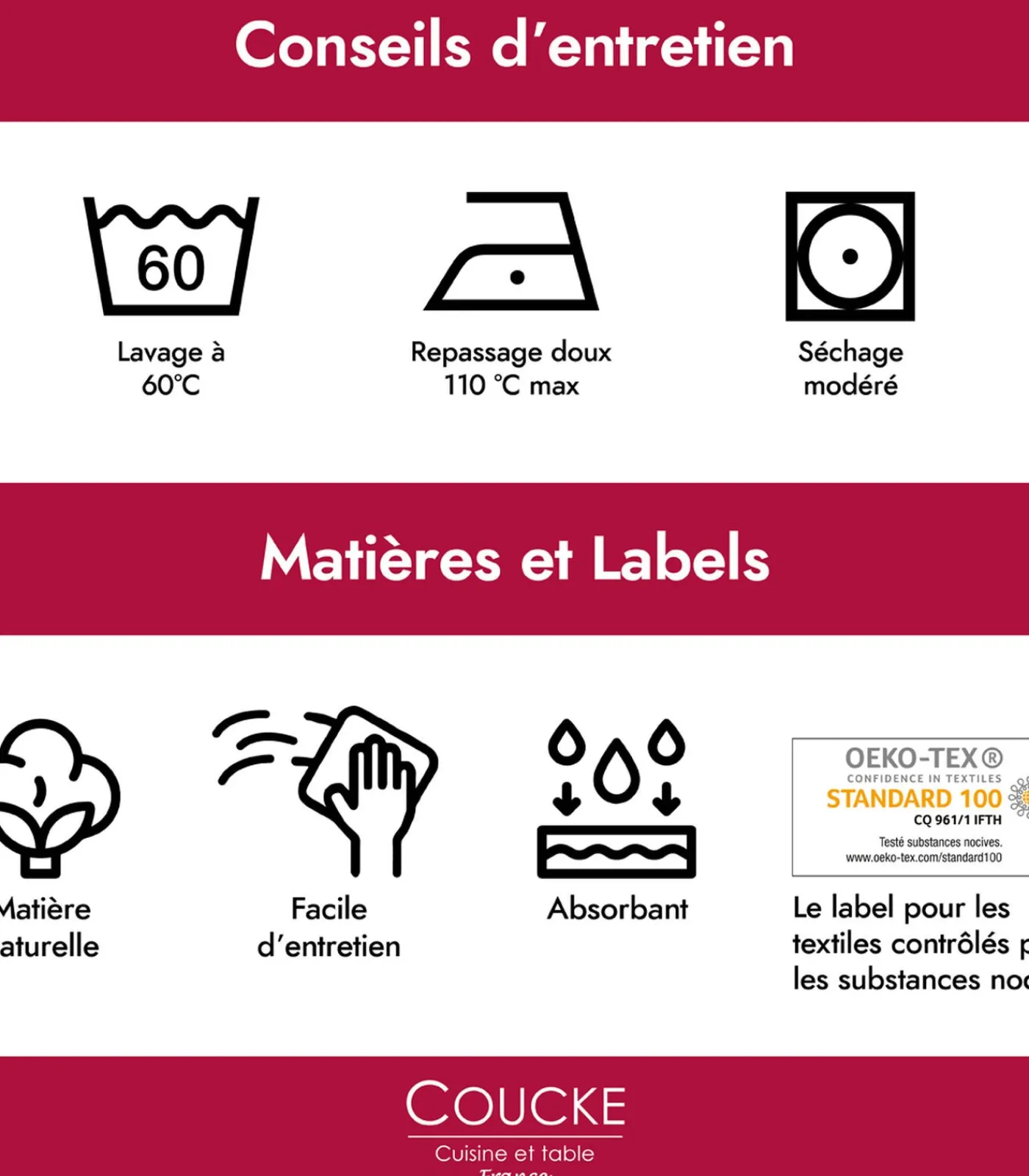 Coucke Mouton - Badstof keukenhanddoek van katoenen jacquard met print 50 x 50 cm